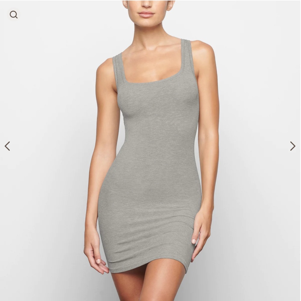 SKIMS Grey Ribbed Tank Mini Dress